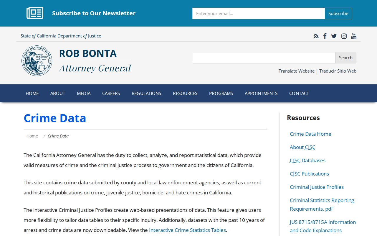 California DOJ data source for Santa Clara County arrest records