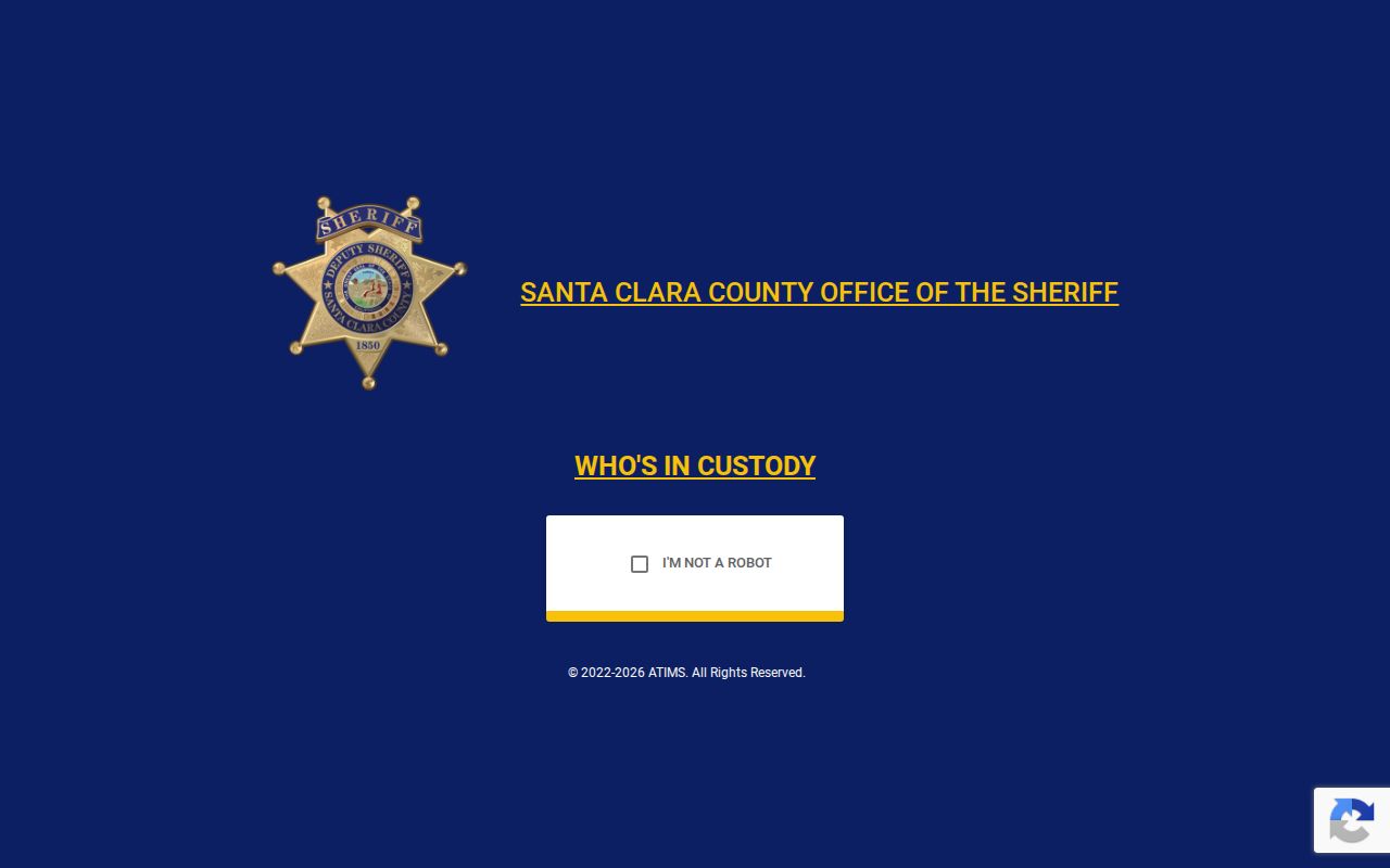 Santa Clara County criminal record current inmate search