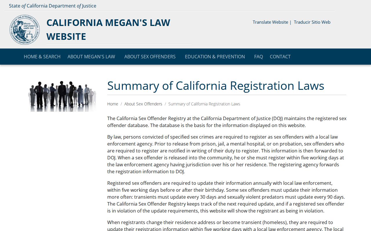 Santa Clara County sex offender registration law summary
